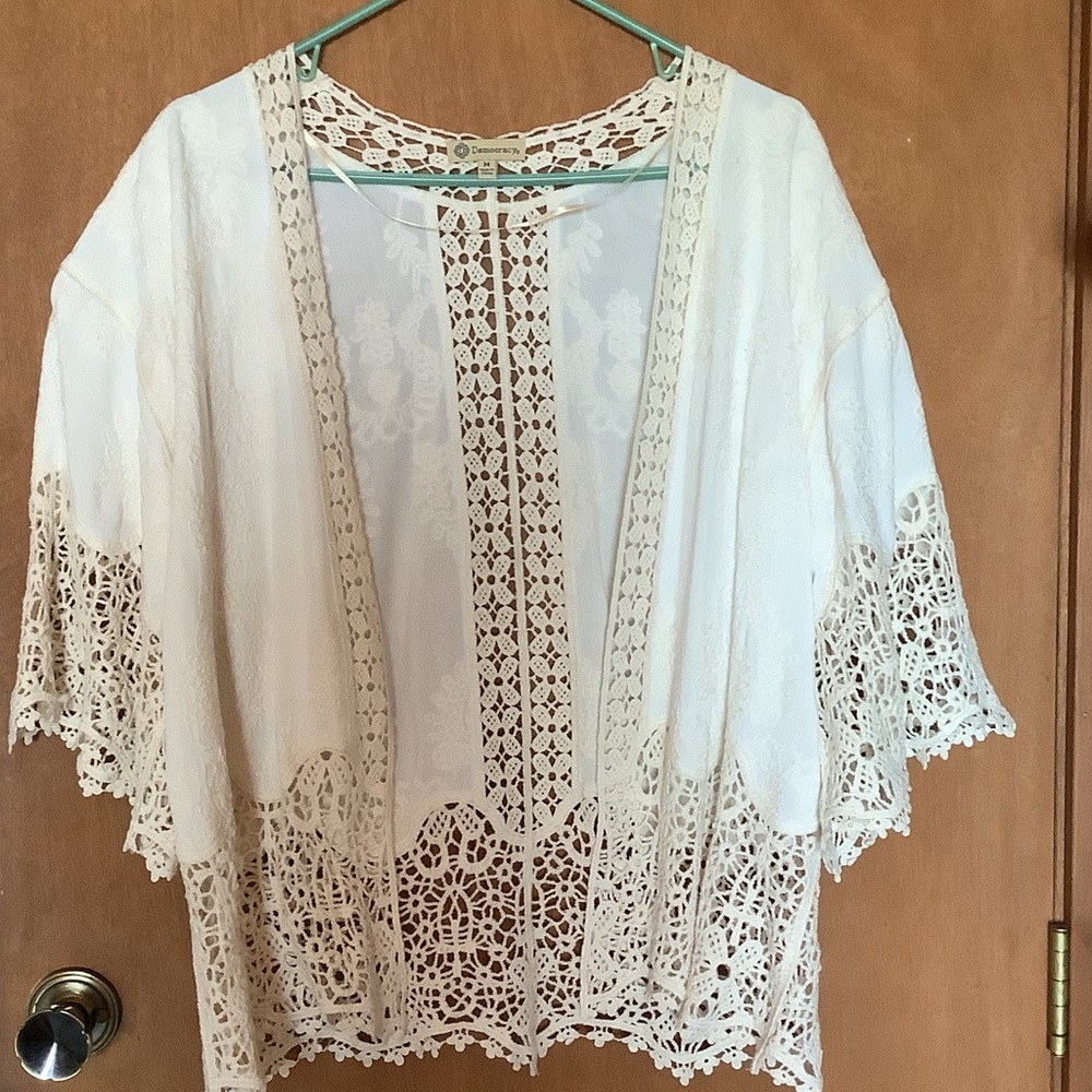 Democracy White Lace Cardigan